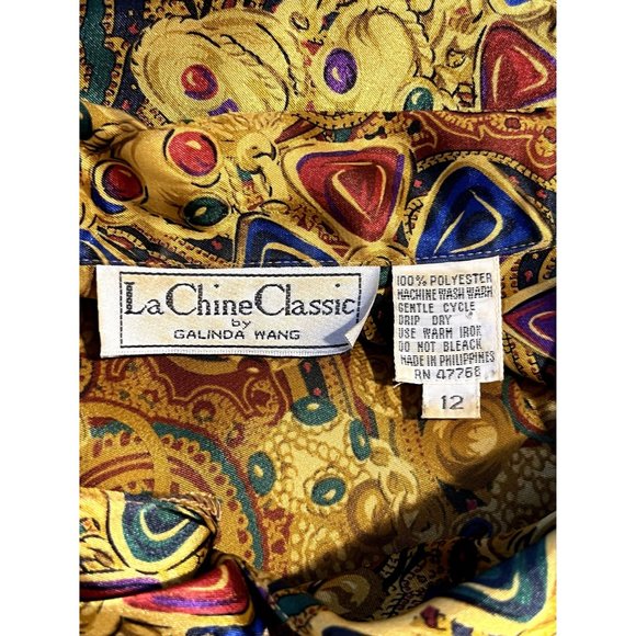 Vintage LaChine Classic Button Down Long Sleeve Vibrant Shirt Women Size 12 - Picture 7 of 7